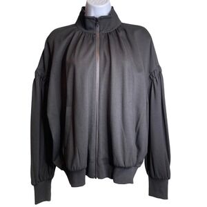 Cabi Women's Black Chance Bomber Zip Up Jacket Size S Dropped Sleeve Slouchy